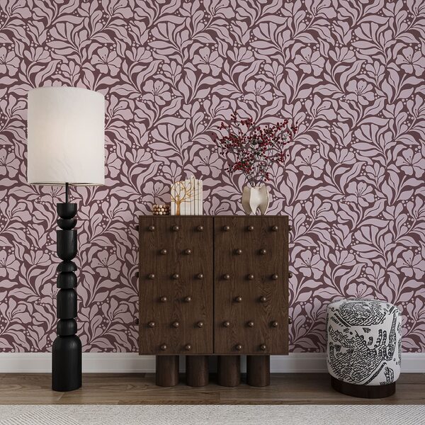 Motiv floral pe fond roz