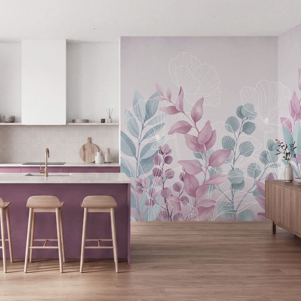 Ilustrație botanică în culori pastelate, care emană liniște