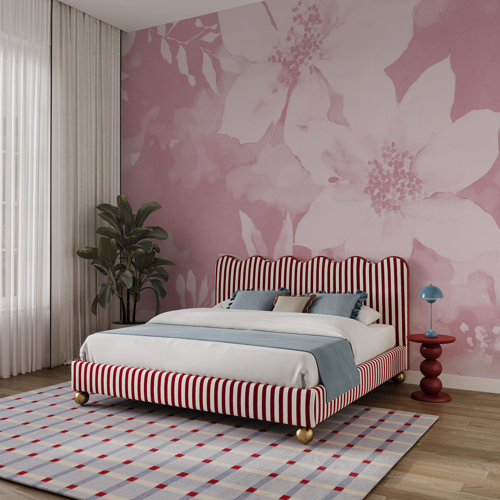 Model floral roz cu flori albe Model floral roz cu flori albe