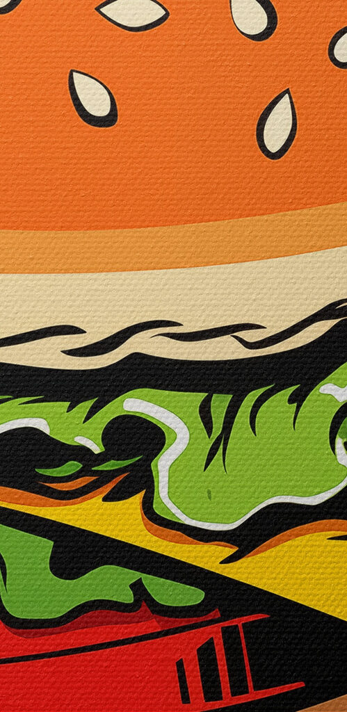 Burger and fries in a red bag Burger and fries in a red bag