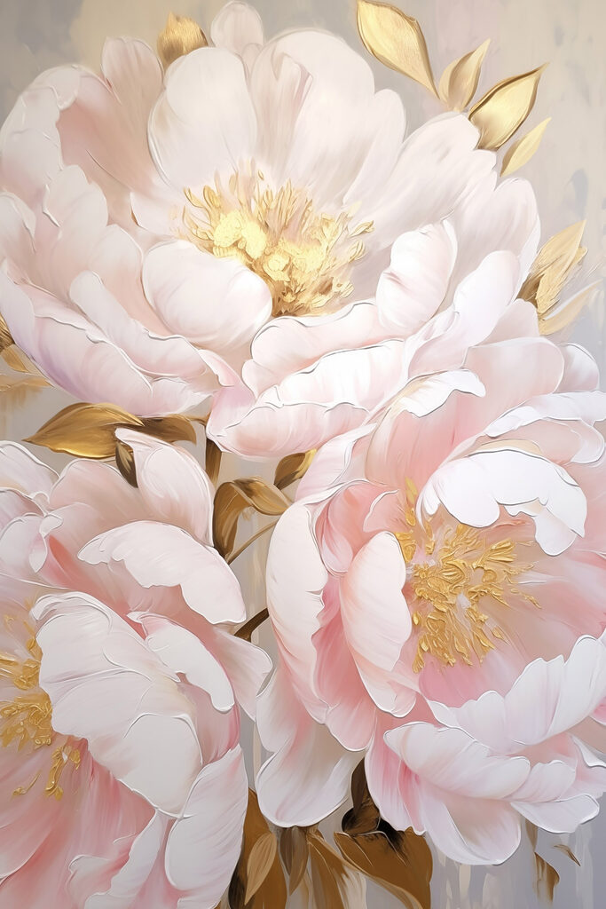 Painting of flowers on a white surface