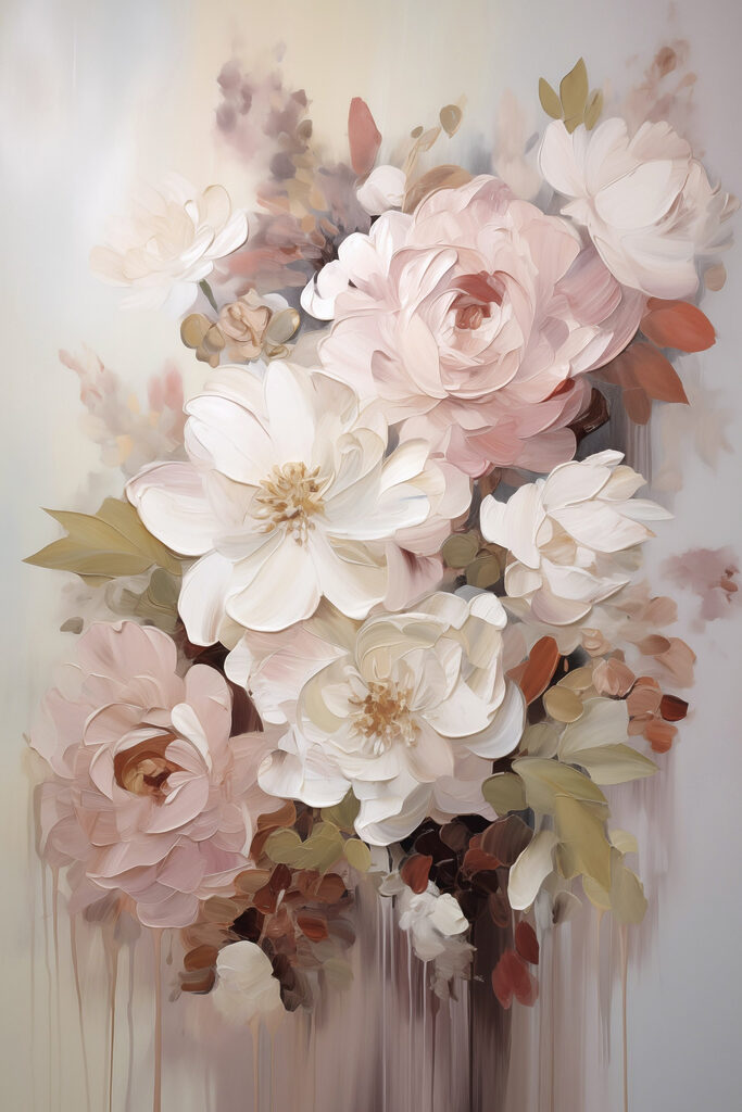 Painting of flowers on a white surface