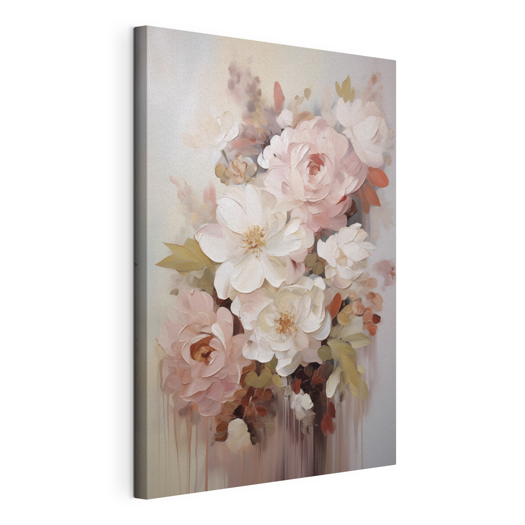Painting of flowers on a white surface
