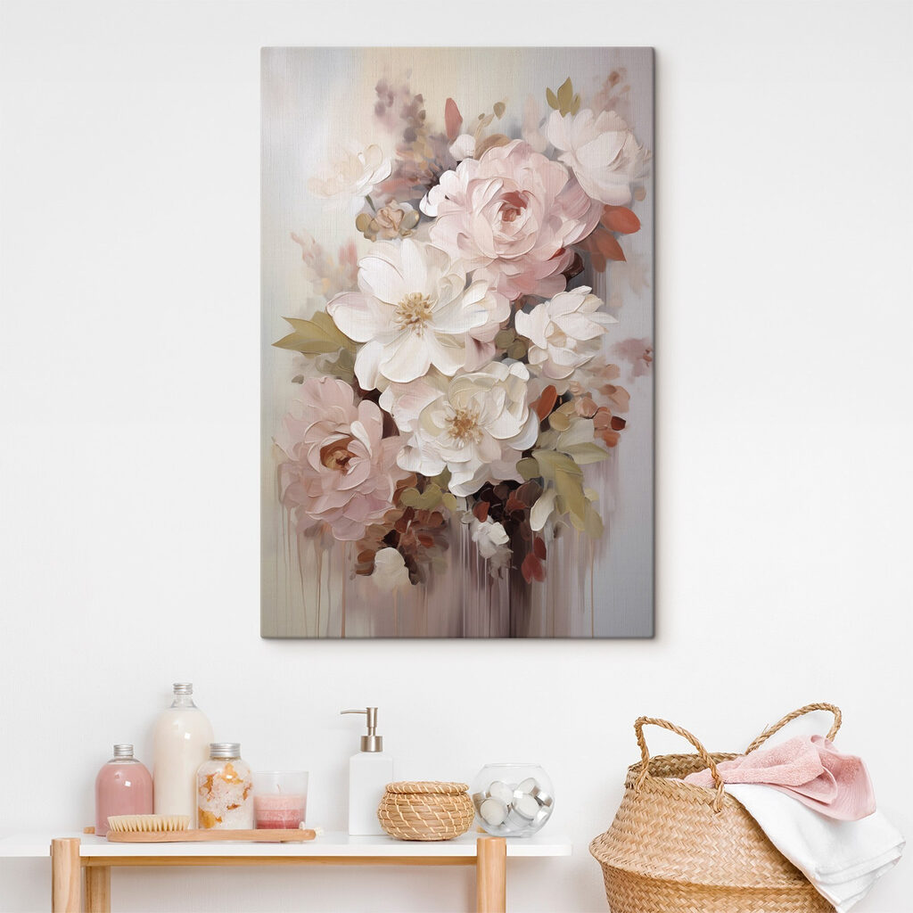 Painting of flowers on a white surface
