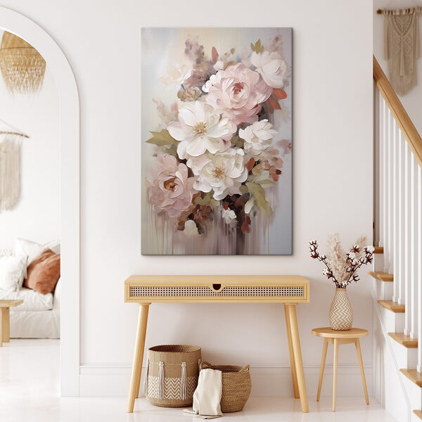 Painting of flowers on a white surface