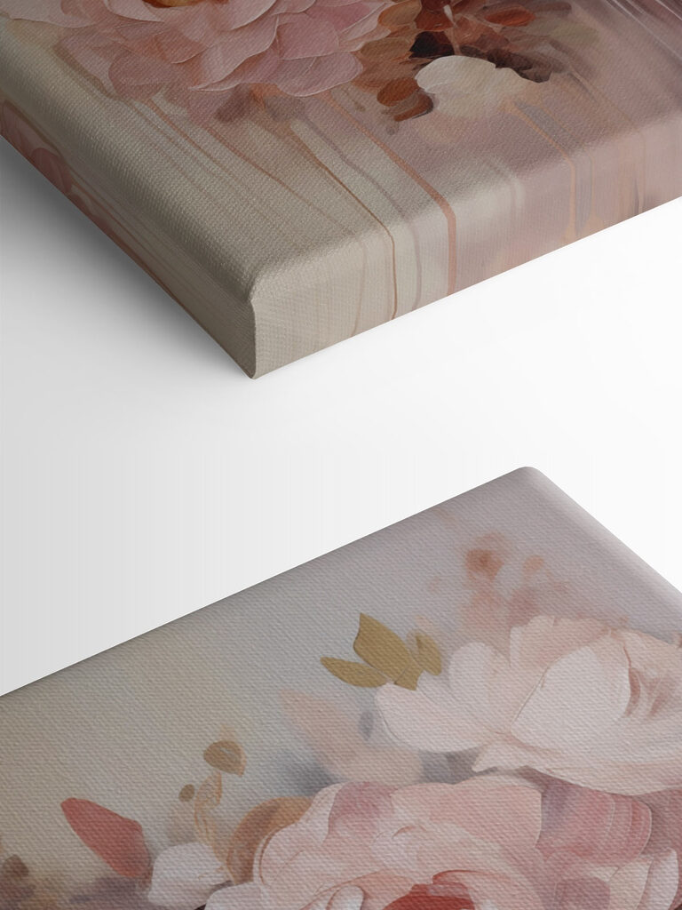Painting of flowers on a white surface