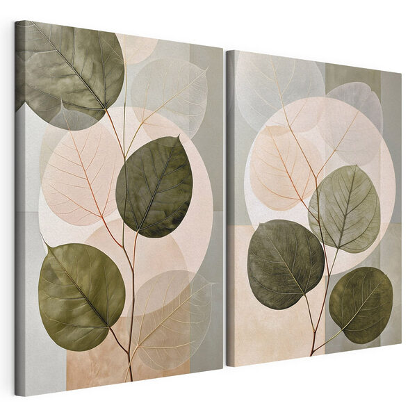 Tablou modular pe pânză Nuanțe delicate de verde natural