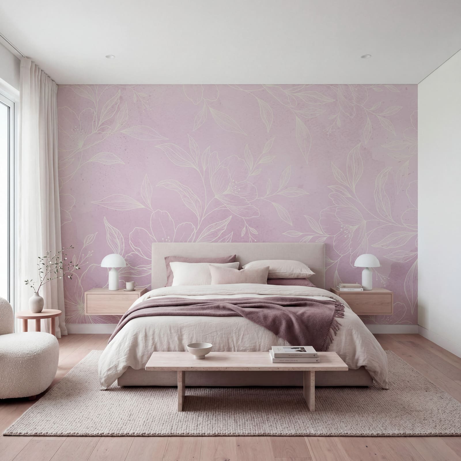 Motiv floral roz și alb