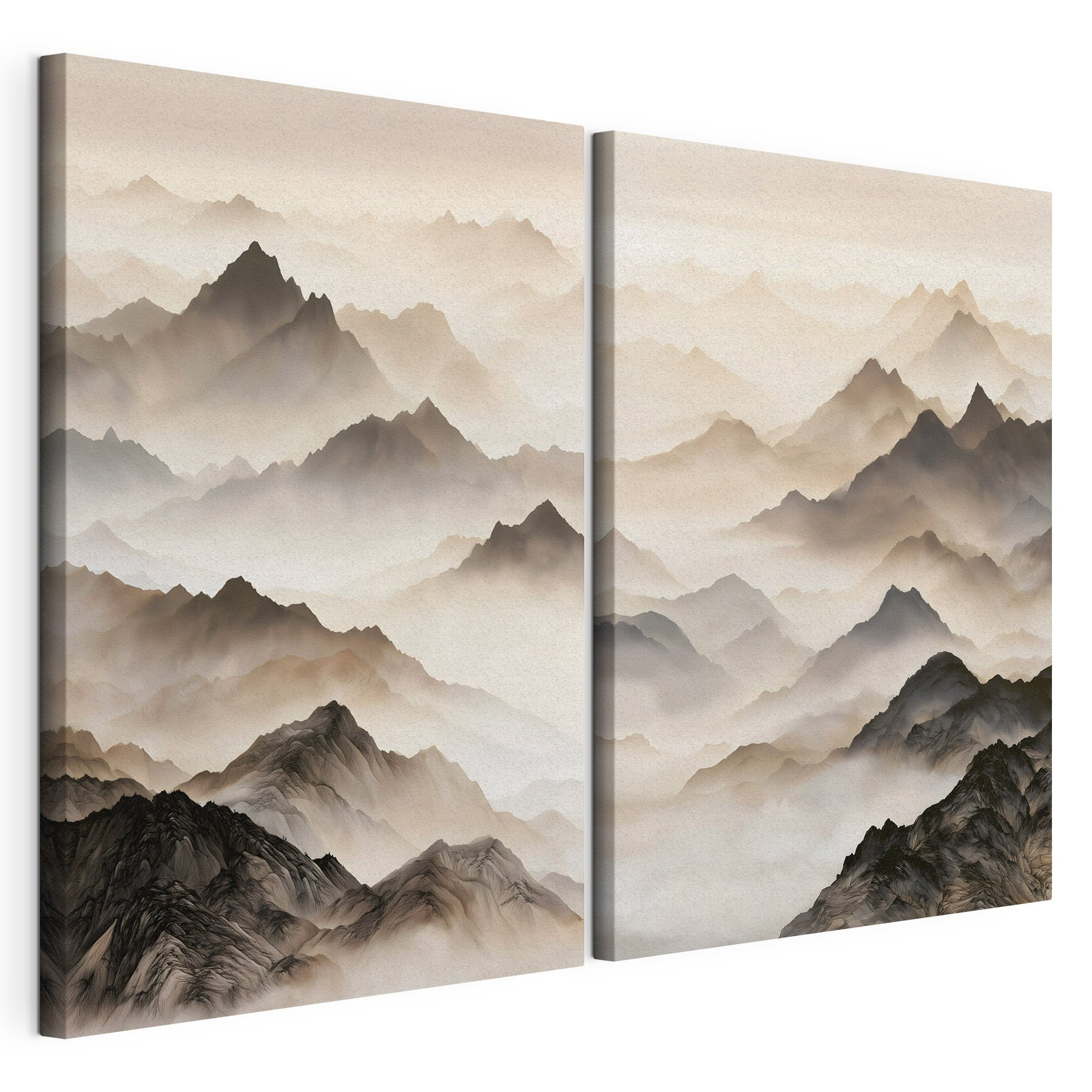 Collage of mountains with fog Collage of mountains with fog