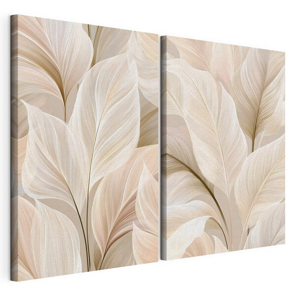 Frunze delicate în nuanțe delicate Tablou modular pe pânză Frunze delicate în nuanțe delicate