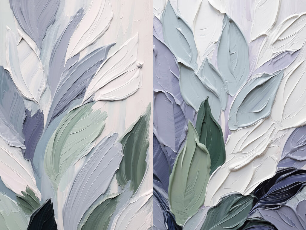 Abstract leaves in soft color palette