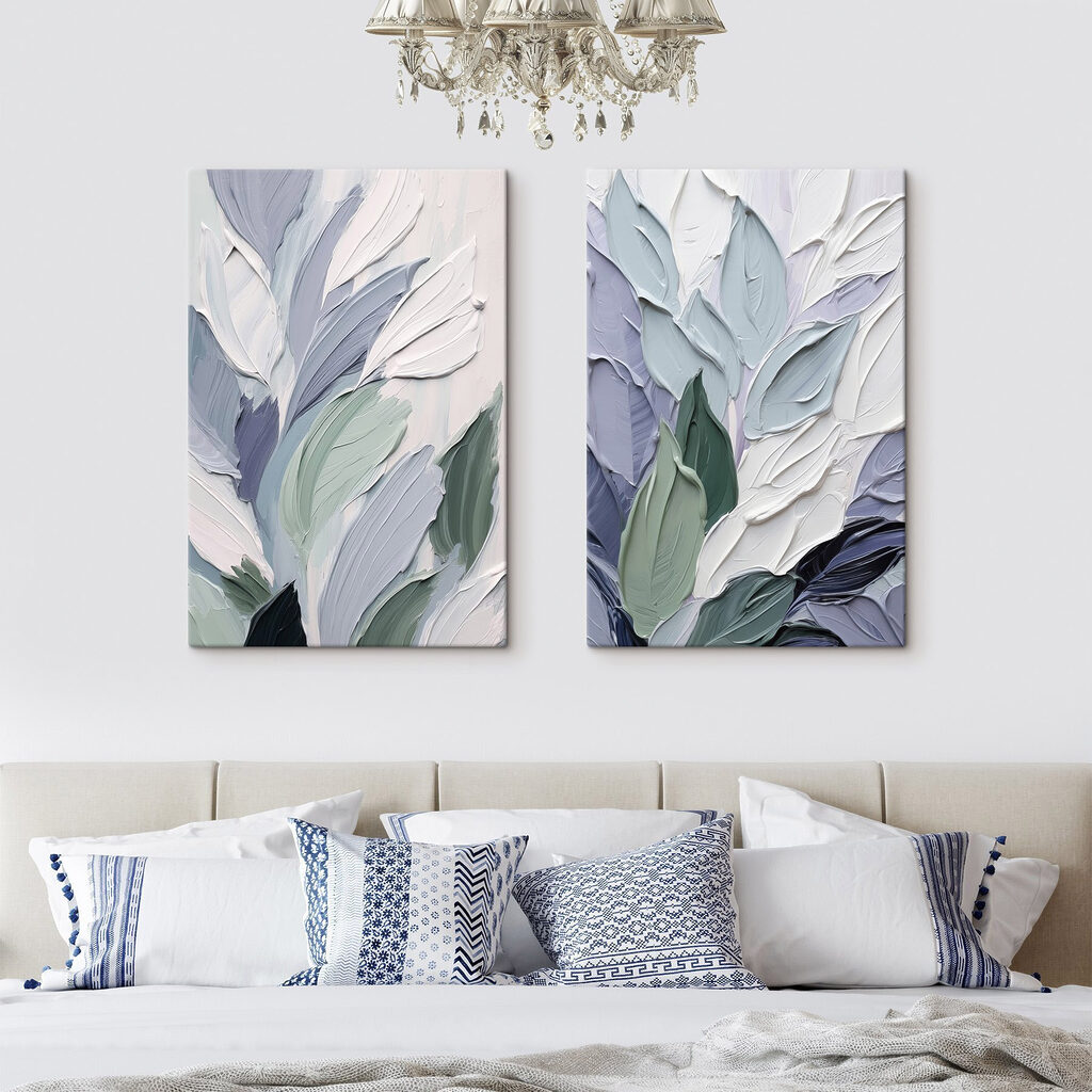 Abstract leaves in soft color palette