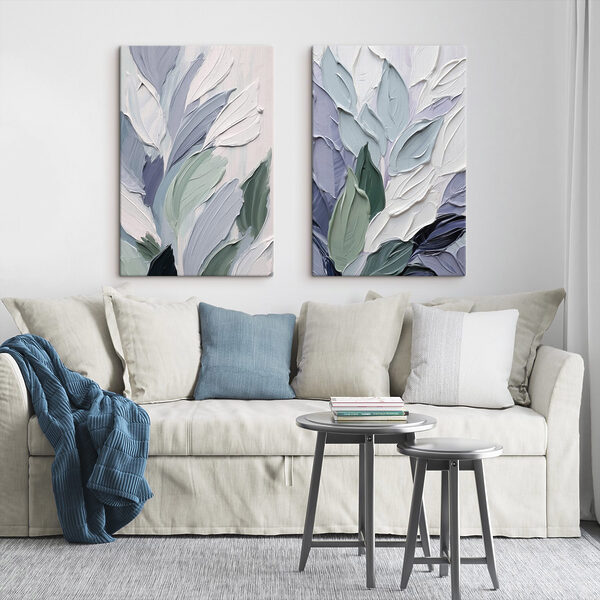 Abstract leaves in soft color palette