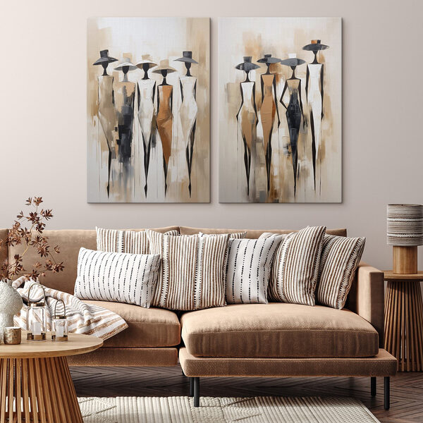 Painting of women in dresses and hats Painting of women in dresses and hats