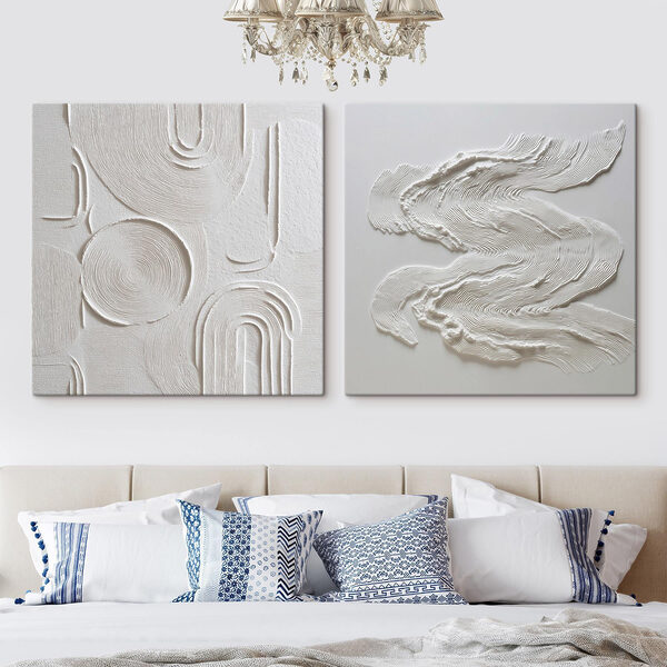 Intricate patterns in soft white tones Intricate patterns in soft white tones