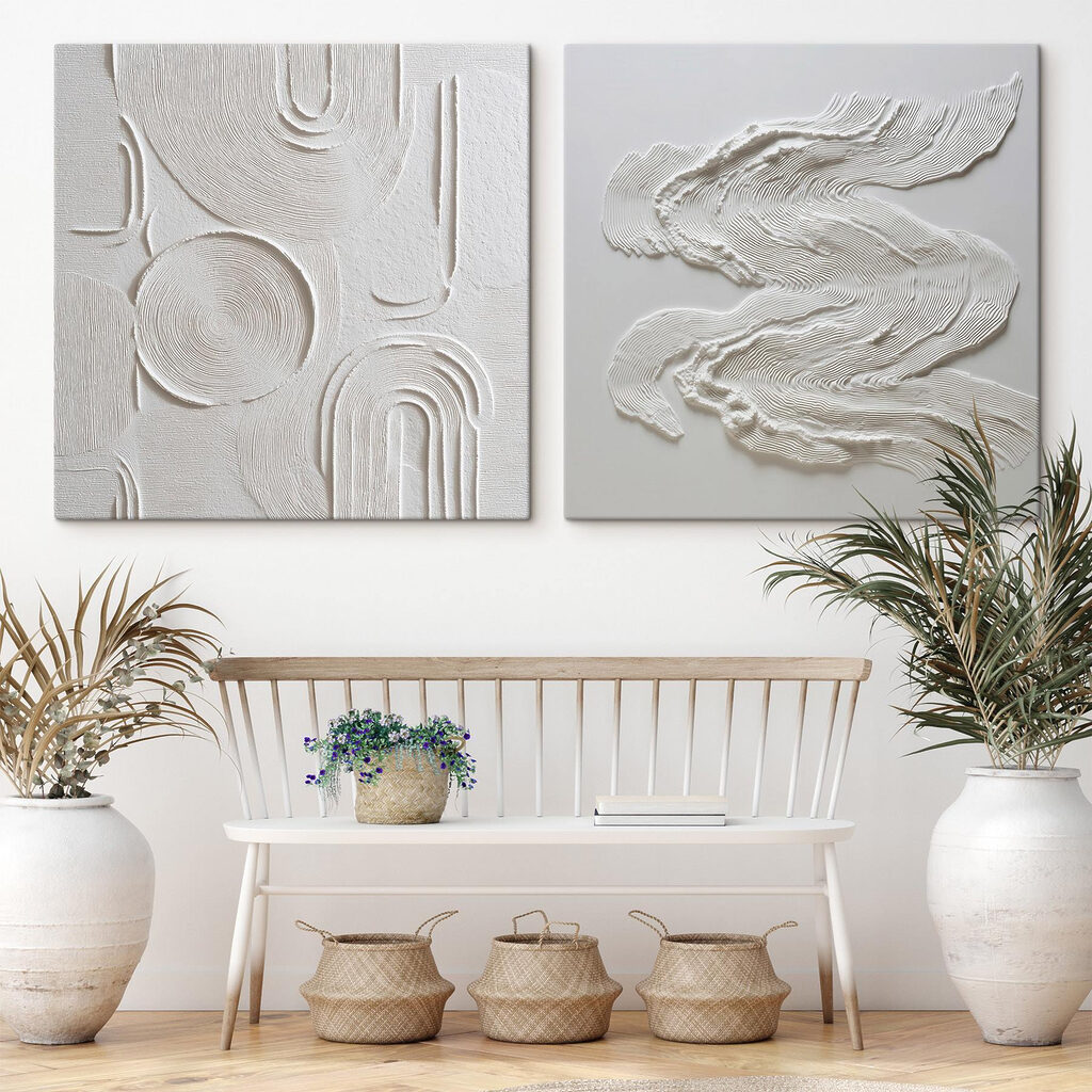 Intricate patterns in soft white tones Intricate patterns in soft white tones