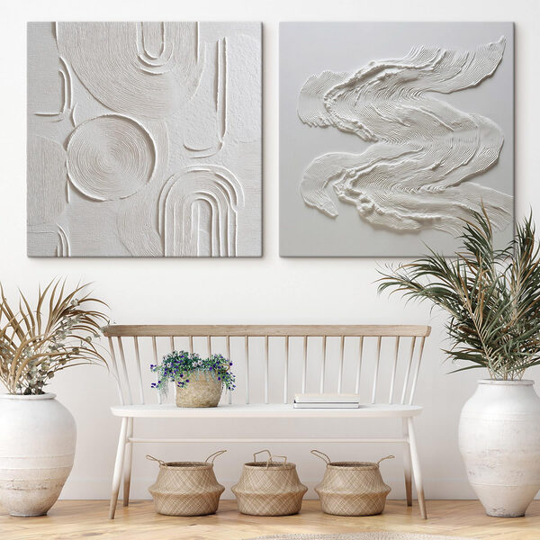 Intricate patterns in soft white tones Intricate patterns in soft white tones