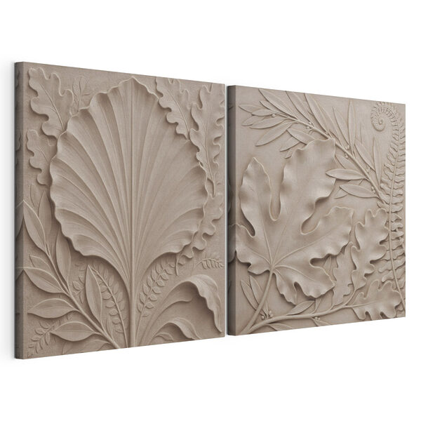 Sculptură în piatră reprezentând frunze și ramuri Tablou modular pe pânză Sculptură în piatră reprezentând frunze și ramuri