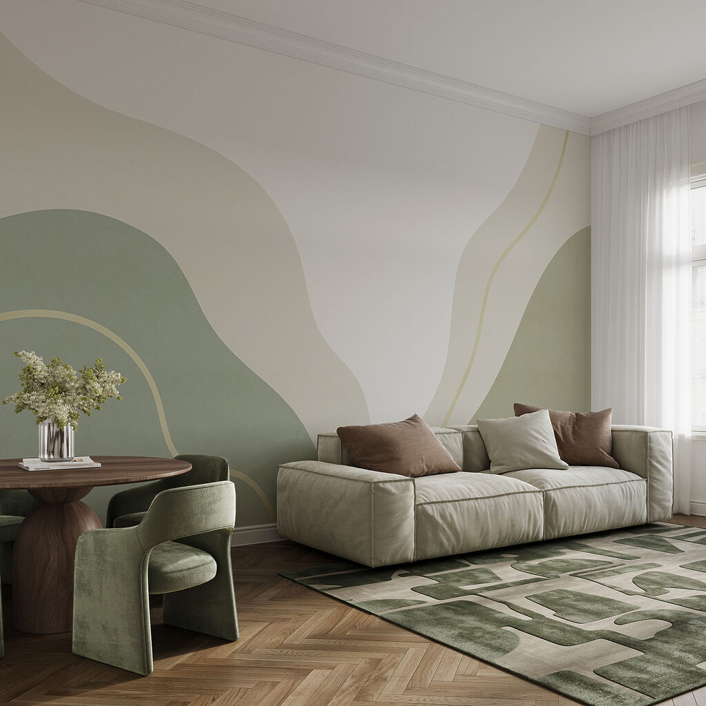 Artă abstractă în nuanțe de verde și alb Artă abstractă în nuanțe de verde și alb