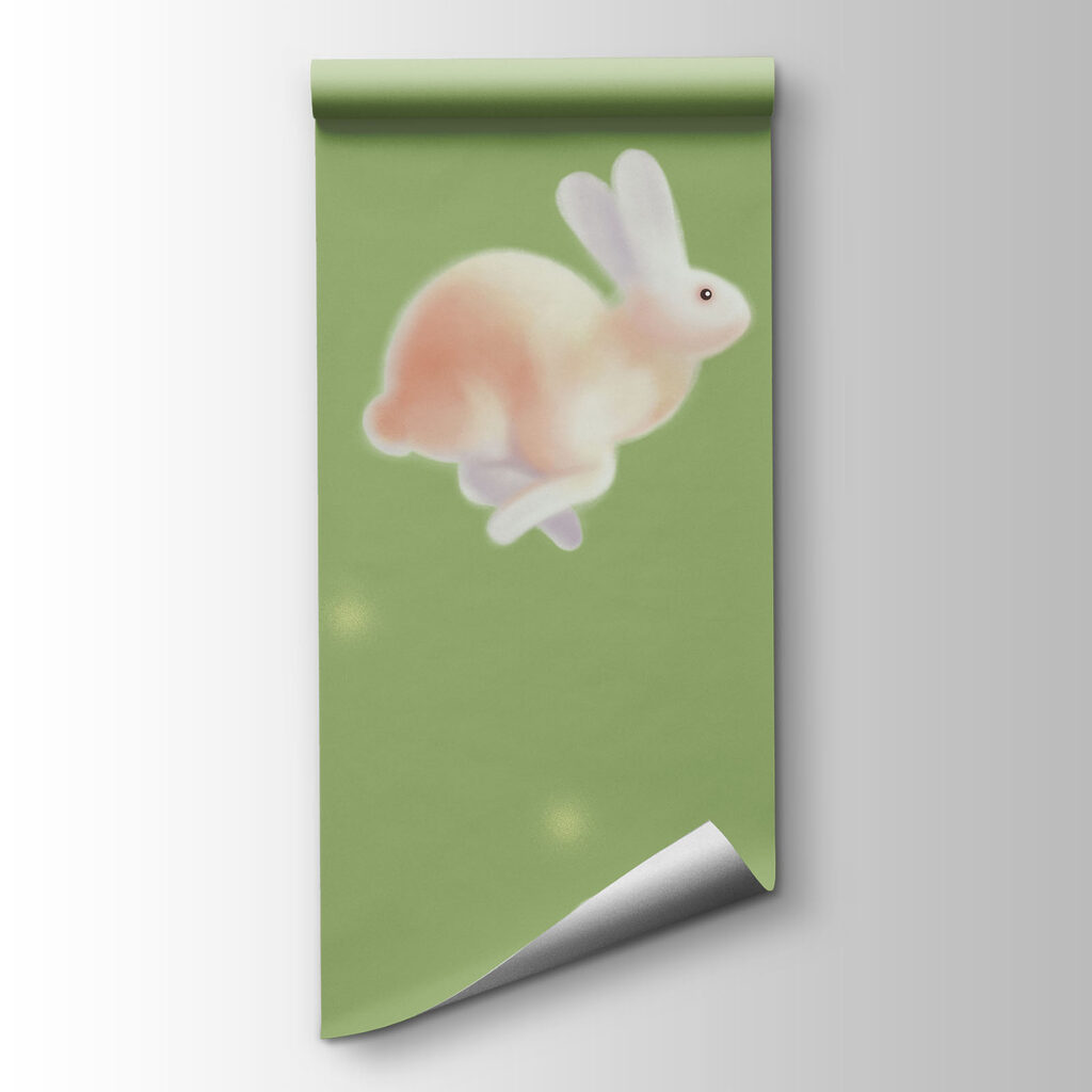 Group of bunnies on a green background