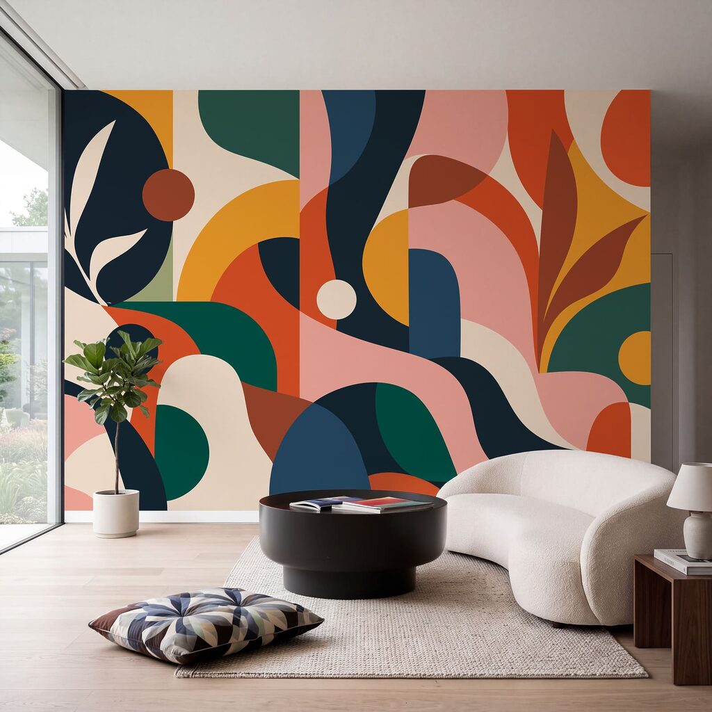 Fototapet Artă plină de culoare, cu forme diverse (SKU: t01036) Fototapet Artă plină de culoare, cu forme diverse (SKU: t01036)
