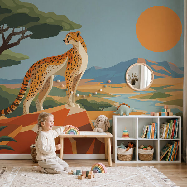 Fototapet Ghepard stând pe o stâncă (SKU: t01040)