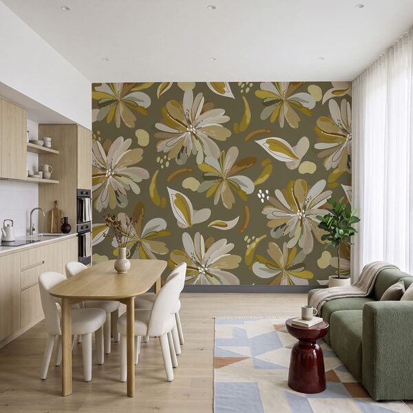 Fototapet Motiv cu flori și frunze (SKU: t01059v1) Fototapet Motiv cu flori și frunze (SKU: t01059v1)