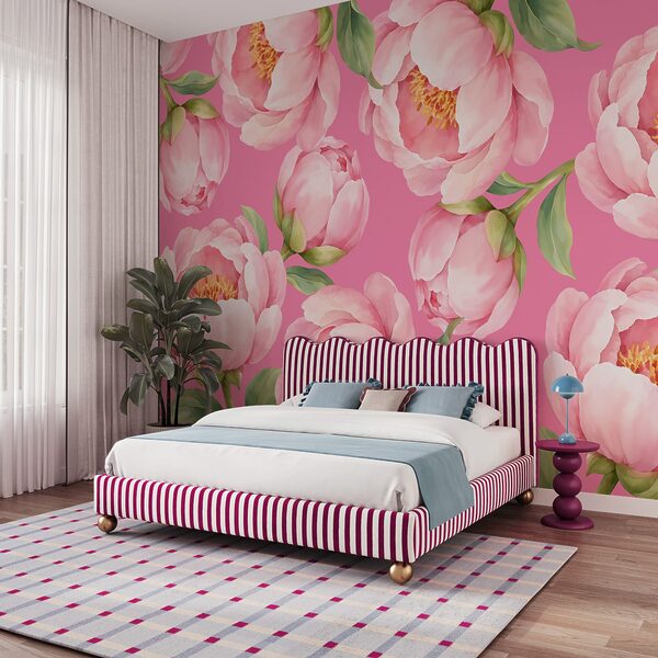 Fototapet Flori roz pe un fundal roz (SKU: t01096v4) Fototapet Flori roz pe un fundal roz (SKU: t01096v4)