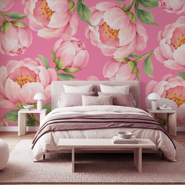 Fototapet Flori roz pe un fundal roz (SKU: t01096v4) Fototapet Flori roz pe un fundal roz (SKU: t01096v4)