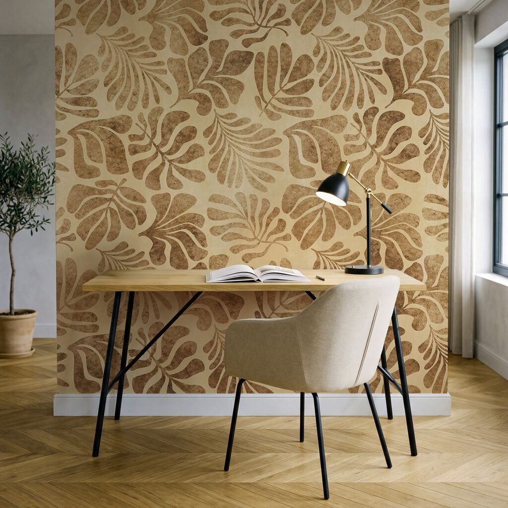 Fototapet Modelul frunzelor pe o foaie de hârtie (SKU: t01111) Fototapet Modelul frunzelor pe o foaie de hârtie (SKU: t01111)