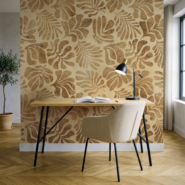 Fototapet Modelul frunzelor pe o foaie de hârtie (SKU: t01111) Fototapet Modelul frunzelor pe o foaie de hârtie (SKU: t01111)