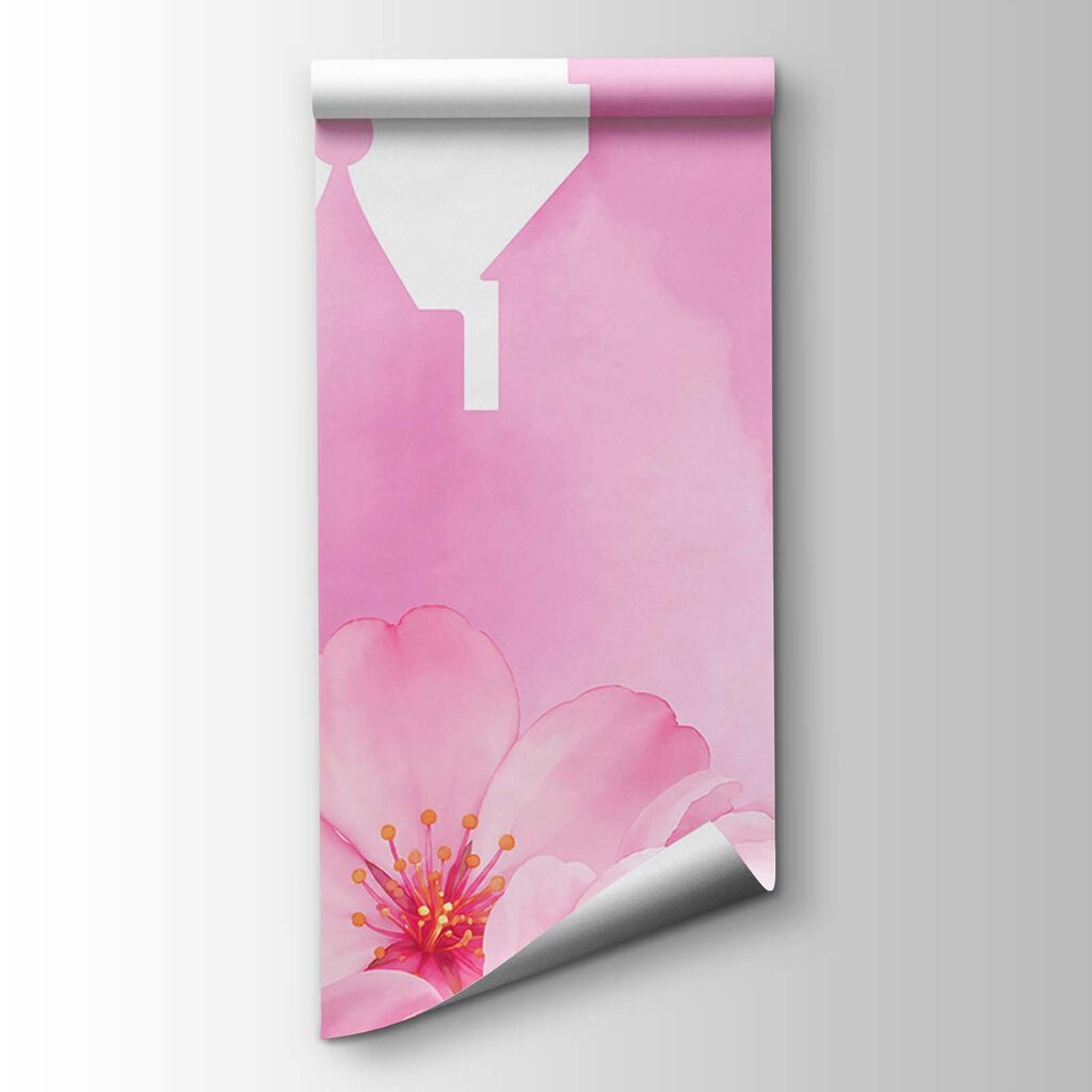 Fototapet Castel roz cu fluturi și flori (SKU: t01113) Fototapet Castel roz cu fluturi și flori (SKU: t01113)