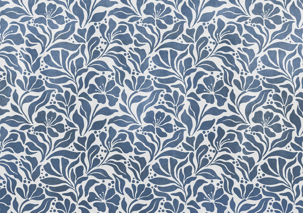 Fototapet Motiv floral albastru și alb (SKU: t01114v1)