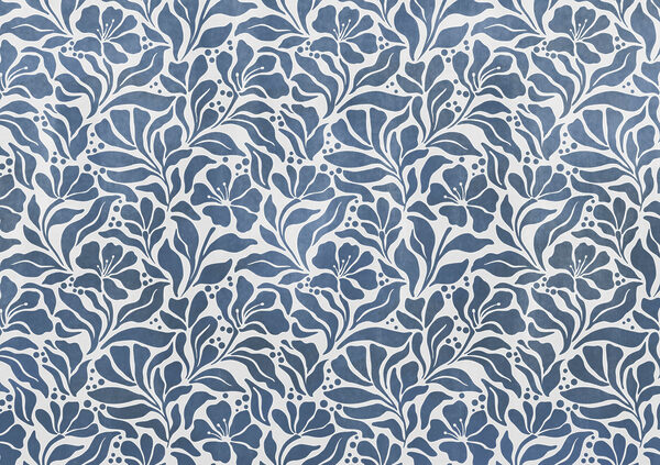 Fototapet Motiv floral albastru și alb (SKU: t01114v1)