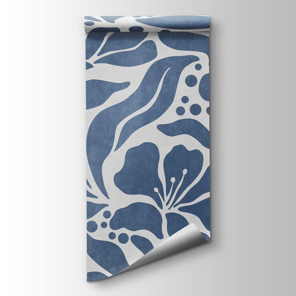 Fototapet Motiv floral albastru și alb (SKU: t01114v1)