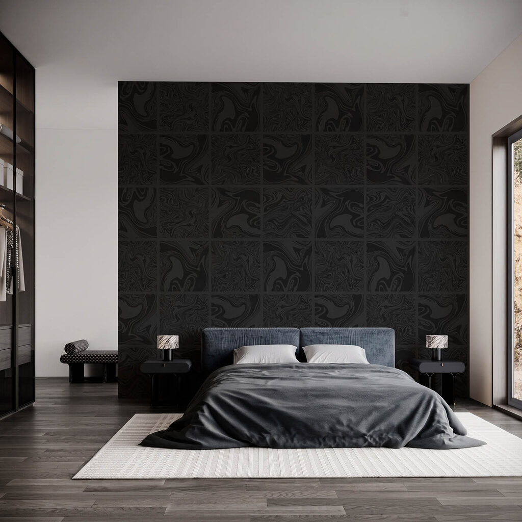 Fototapet Model cu pătrate negre, format din pătrate negre (SKU: t01083) Fototapet Model cu pătrate negre, format din pătrate negre (SKU: t01083)