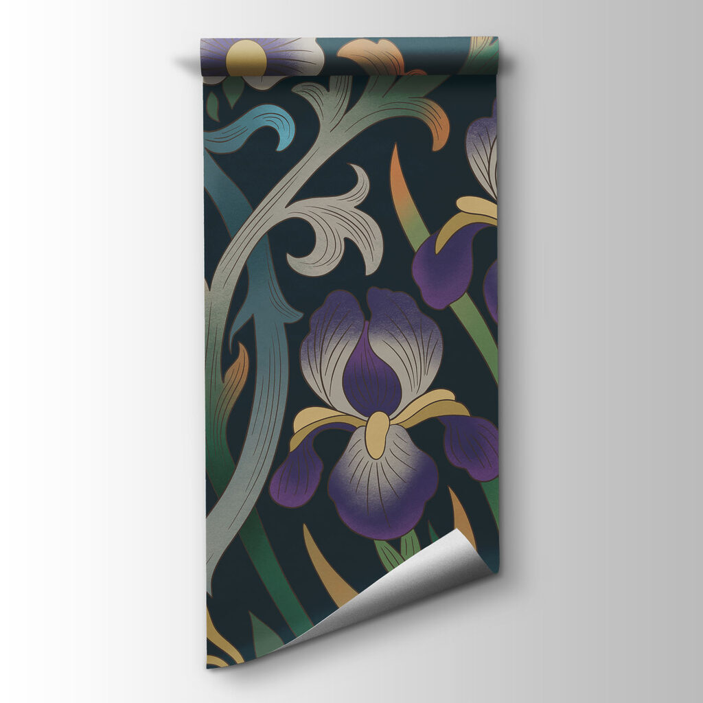 Fototapet Model floral colorat, cu păsări și flori (SKU: t01166)