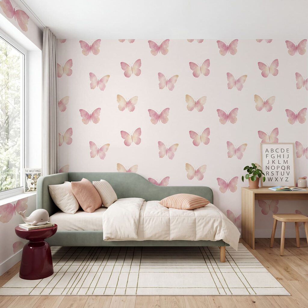 Fototapet Model cu fluturi pe fundal alb (SKU: t01190)