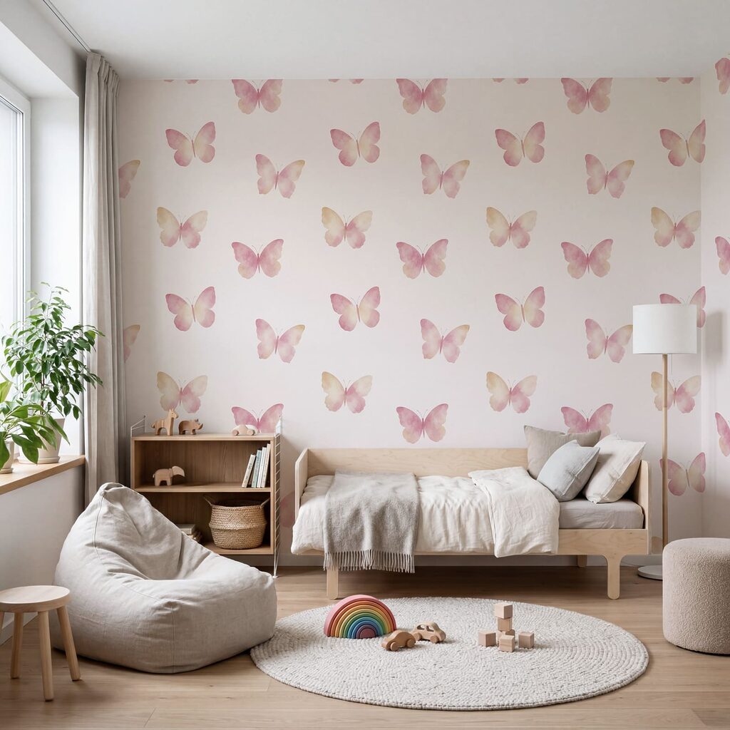 Fototapet Model cu fluturi pe fundal alb (SKU: t01190)