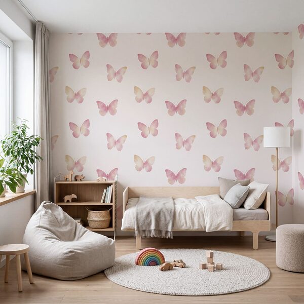 Fototapet Model cu fluturi pe fundal alb (SKU: t01190)