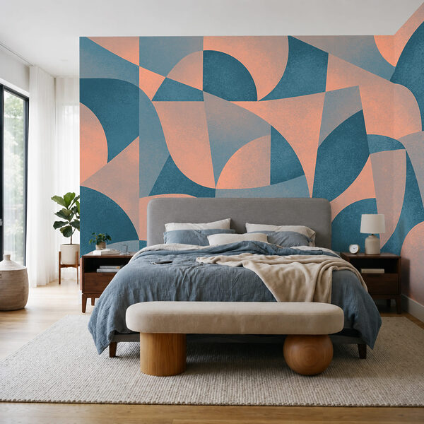 Fototapet Model geometric albastru și roz (SKU: t01144)