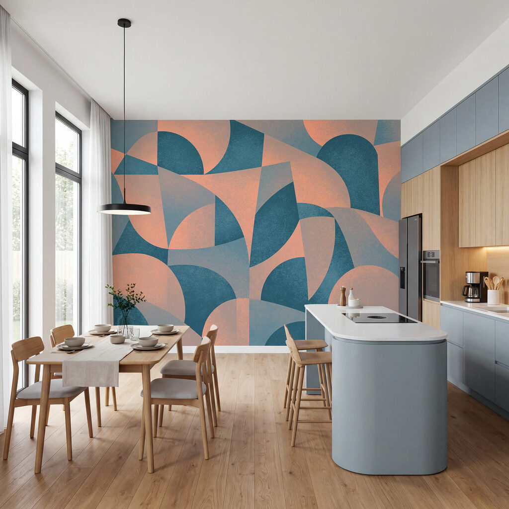 Fototapet Model geometric albastru și roz (SKU: t01144)