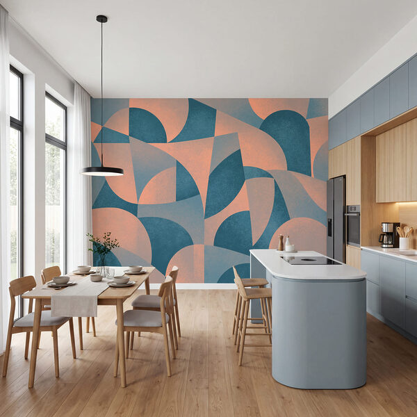 Fototapet Model geometric albastru și roz (SKU: t01144)