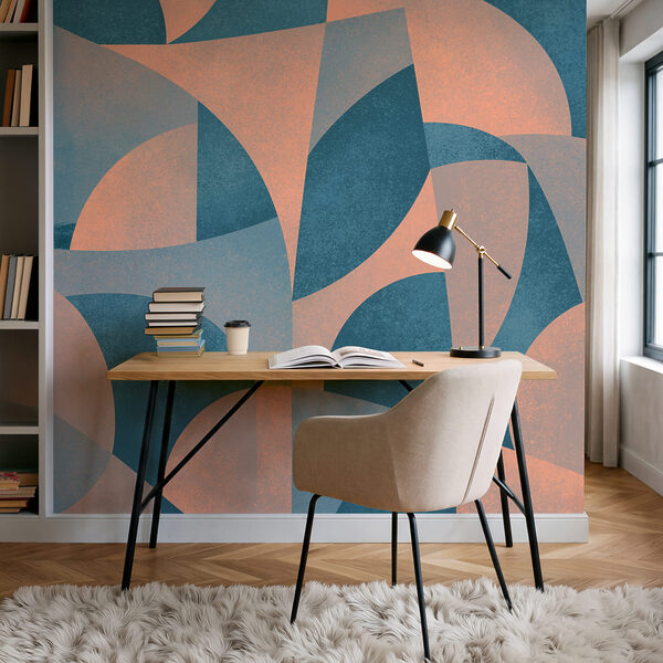 Fototapet Model geometric albastru și roz (SKU: t01144)
